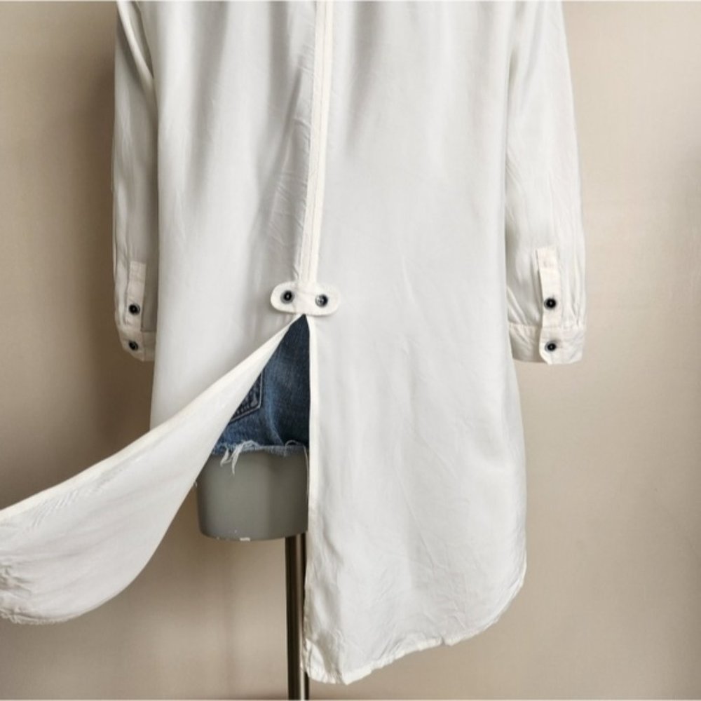 SOLD Vintage Silks by Fridaze White Silk Blend Button Up Lagenlook Blouse Size L - Picture 5 of 13
